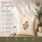 Neelkanth Imprint Eco-Friendly Hand Block Printed Floral Cotton Canvas Tote Bag, Reusable Shopping & Daily Use Shoulder Handbag