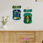 Artvibes Arabic Calligraphy Decorative Wall Hanging Wooden Art Decoration item for Living Room | Islamic Decoration | Wall Illustrations| Stylish Modern Decor Item | Gift Items (WH_9713N), Set of 2