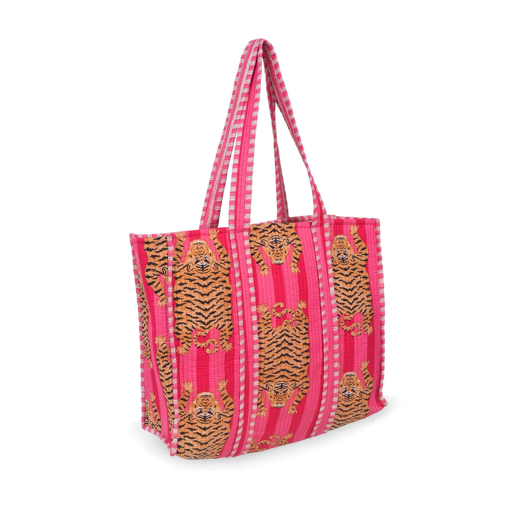Women & Mens Beautiful Premium Cotton Printed Quilted Reversible Tote Bag|Carry Bag| Grocery Shopping Bag| Travel Bags 18x15x5.5 Inch
