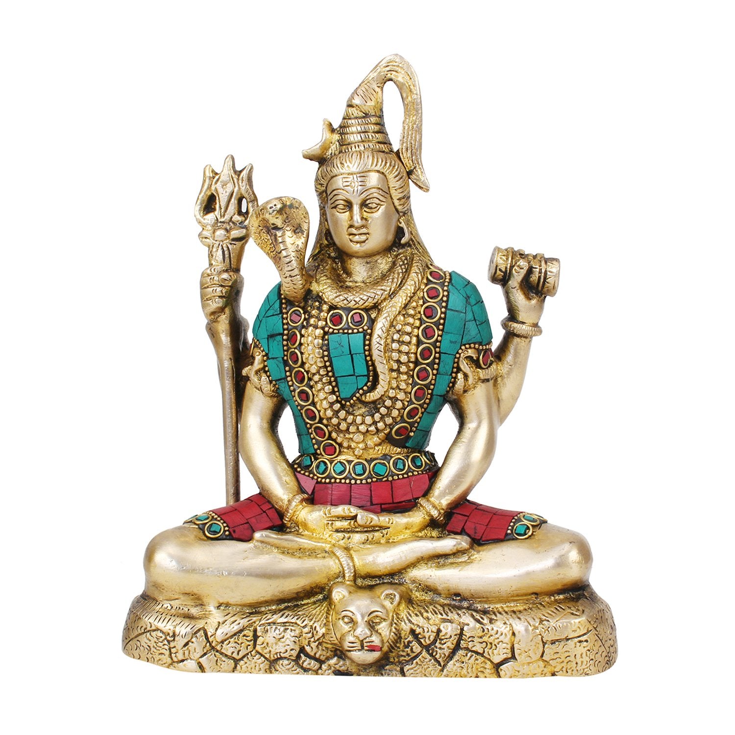 SVARUP Lord Shiva Brass Blessing Bhagwan Shiv Murti with Trishul Statue Home Decor Mandir Puja 8 Inch Multicolor 1 Pcs