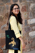 Meoteena Canvas Cotton Tote Bags for Women & Girls | Reusable Multipurpose Bag (Scorpio)