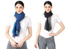 Flyer Women's stole/scarf Colour- Sky Blue & Grey AND Black & Grey soft viscose ethnic scarves pack of 2 ST-06-ST-07