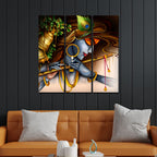 VIBECRAFTS 3 Pieces Krishna Playing Flute Canvas Wall Painting Fitted With Wooden Frame For Home | Office | Living Room | Gifts (PTVC3Pcs1_9538)