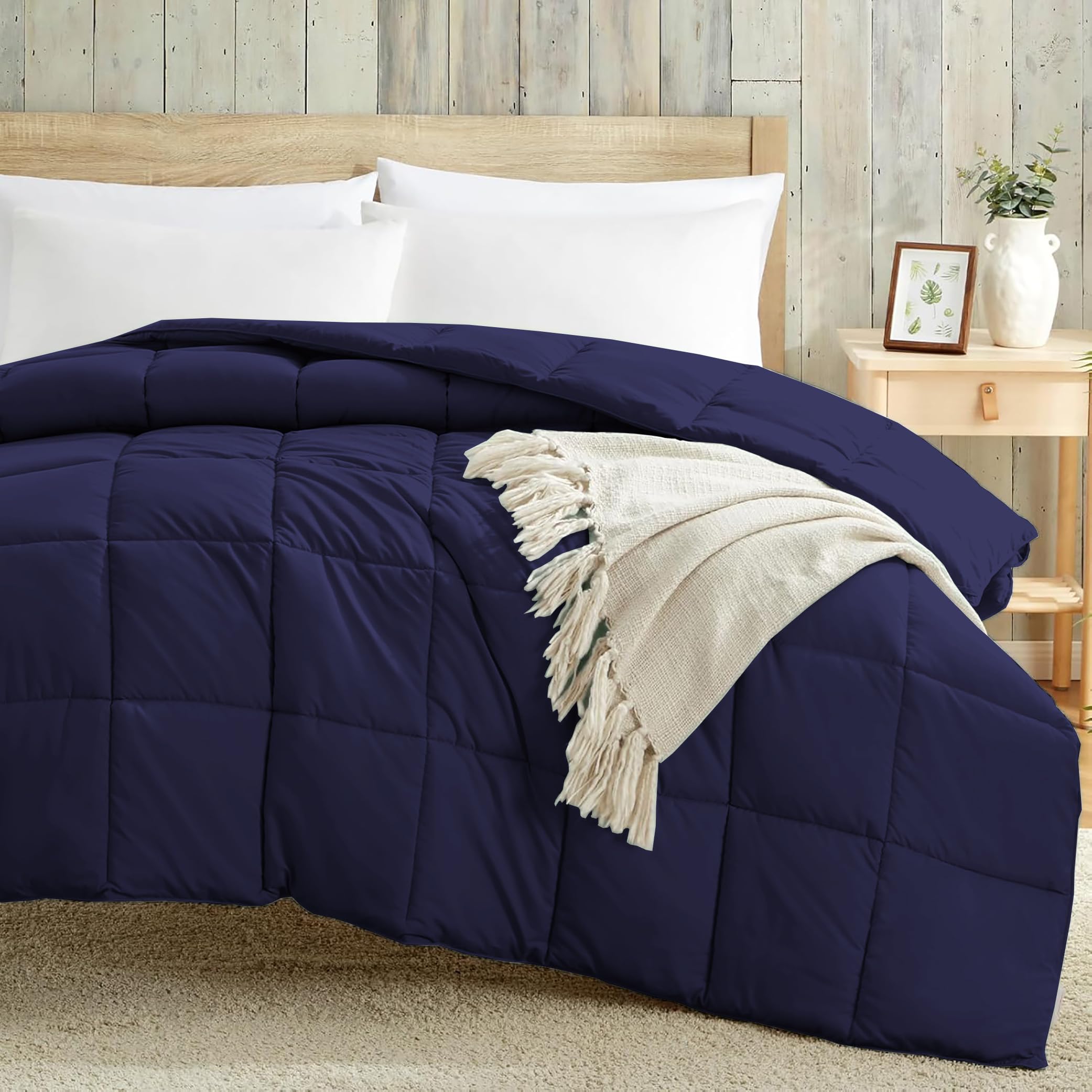 Luxury 100 GSM Summer Comforter Single Bed All Season AC Comforter/Blanket/Duvet Soft & Breathable Lightweight (60 X 90 Inches) - Single Bed Comforter - Navy Blue Color Kafalo