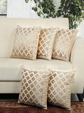 DECOMIZER Jacquard Geomteric Cushion Covers 24 Inch X 24 Inch Set Of 5 Ethnic Motifs 240 TC Cushion Covers,Design- Diamond,Color- Beige