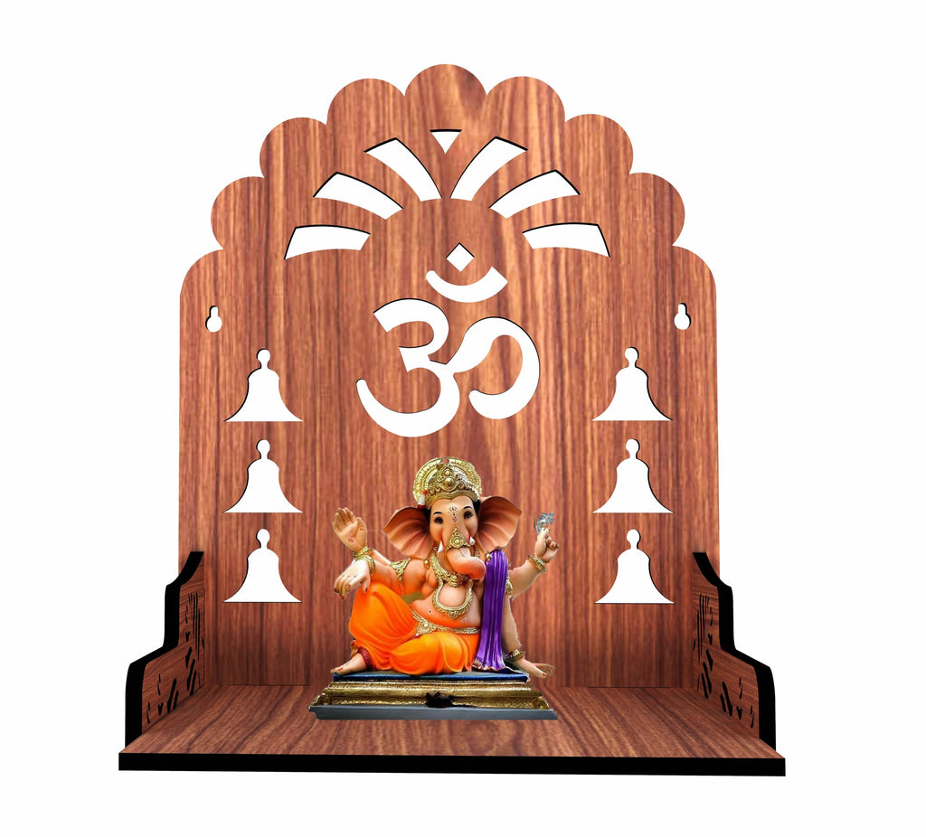 HOMEWEY DECOR Wooden Home Temple Handcrafted Support Heavy Idols Luxurious Finish Pooja Mandir for Home and Office Wall Mount for Pooja Room (TEMPLE02NENA -03DM-2)