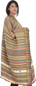Exotic India Women's Kutch Wool Shawl (SHN85--amber)