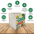 Double Tree Large Heavy Duty Waterproof Grocery Shopping Bag with Compartments for Men Women/Reusable Cotton Canvas Multipurpose Carry Bags with 4 strong Handles for market (Vegetable/Fruits)(1)