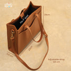Urban Space Vegan Leather Women Tote Bag with Laptop compartment, Handbag for Work, Ladies purse, Stylish Shoulder Bag, Laptop ipad Tote Bags For Office Use, Gift for Women (Adele Tan)