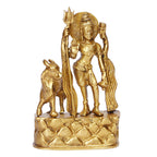 ARTVARKO Brass Shiva Idol Standing with Nandi Idol God Shiv Shankar Bholenath Deity Figurine for Happiness Blessings at Home Office Temple 6 Inch