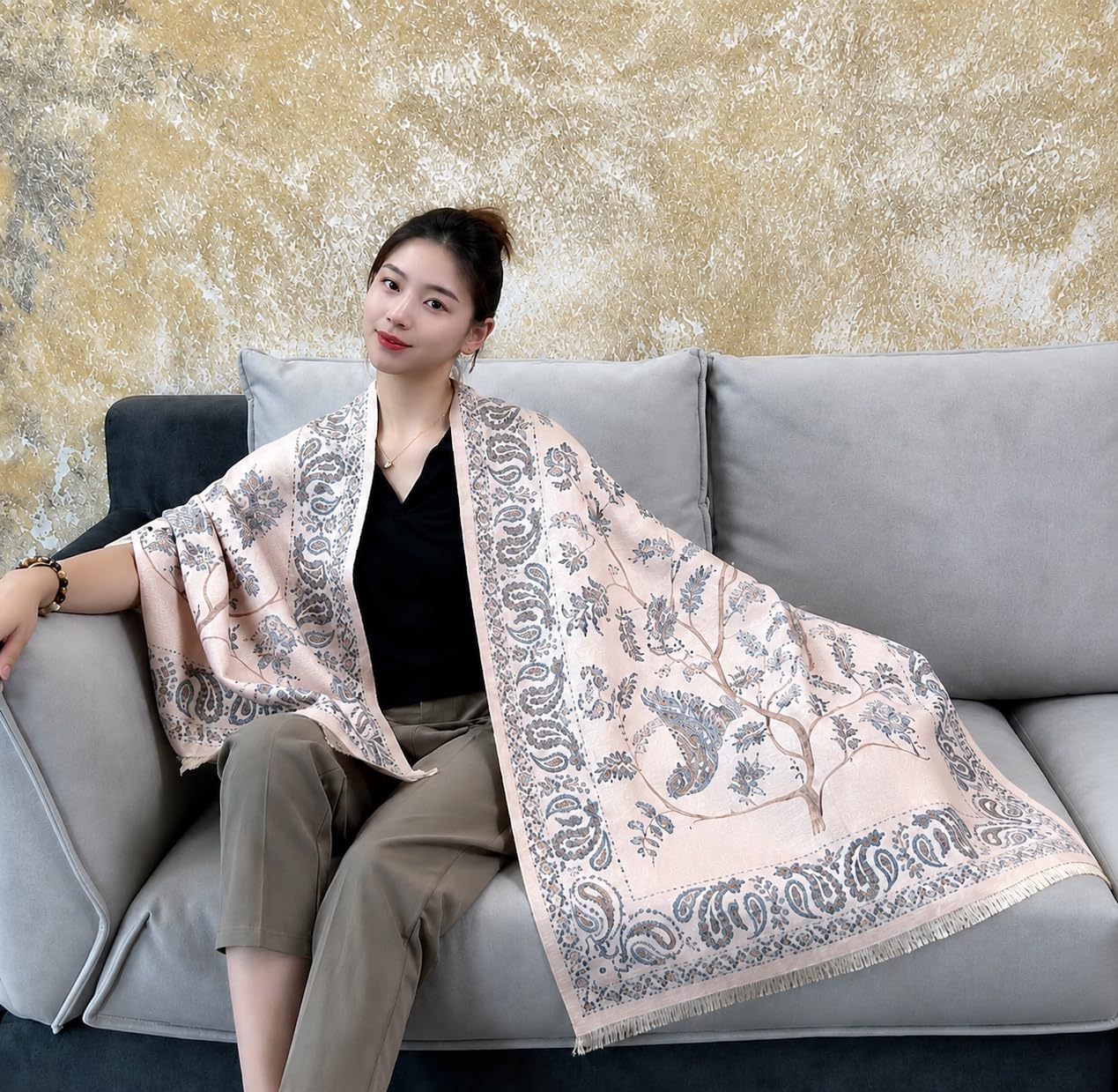 HSR Luxury Cashmere Warm Scarf Brand Shawl Pashmina Wrap for Women