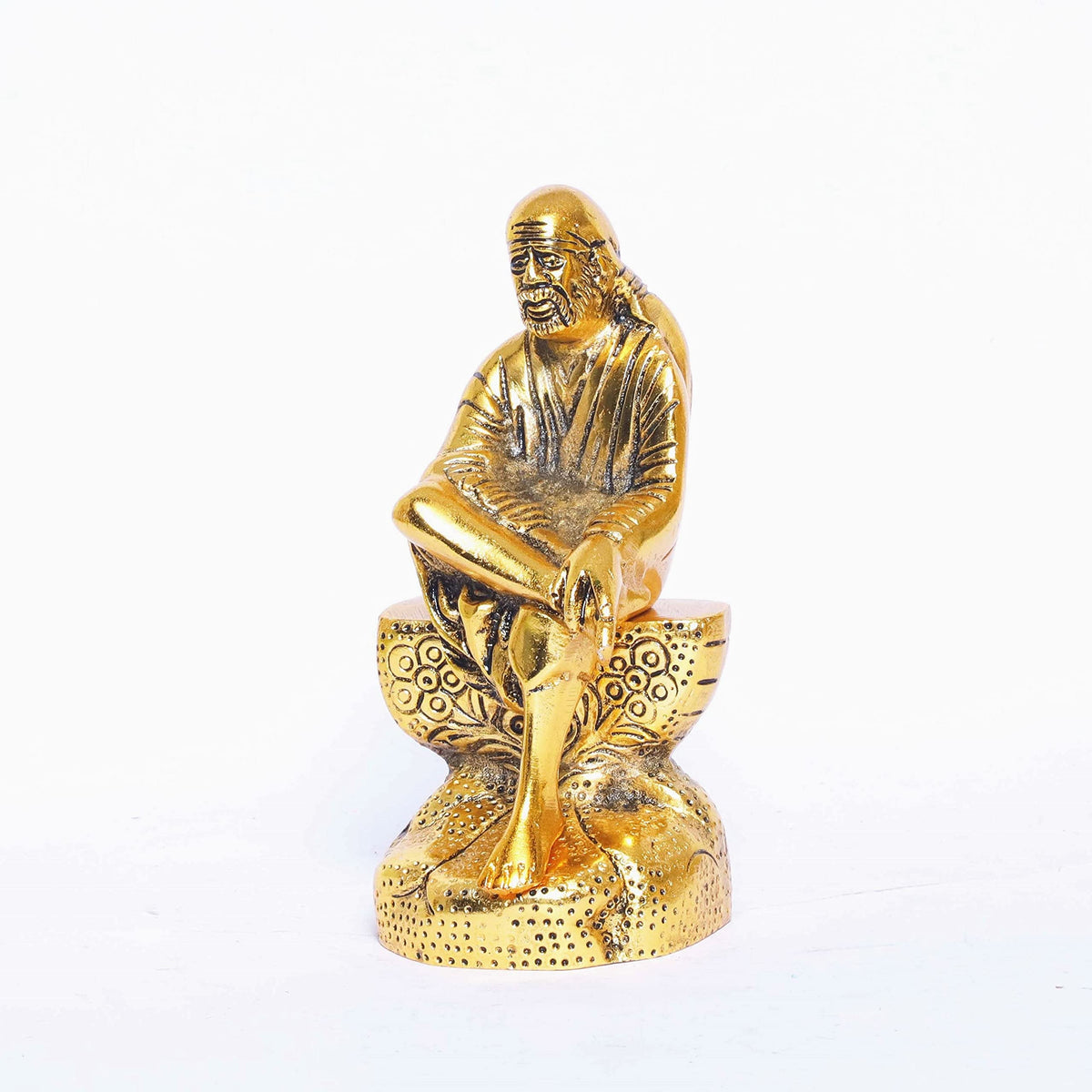 KridayKraft Shirdi Sai Baba Idol Metal Statue Showpiece for Car Dashboard & Home,Office Decorative Saibaba Idol Murti,Religious Gift Article,Showpiece Figurines,Corporate Gift...