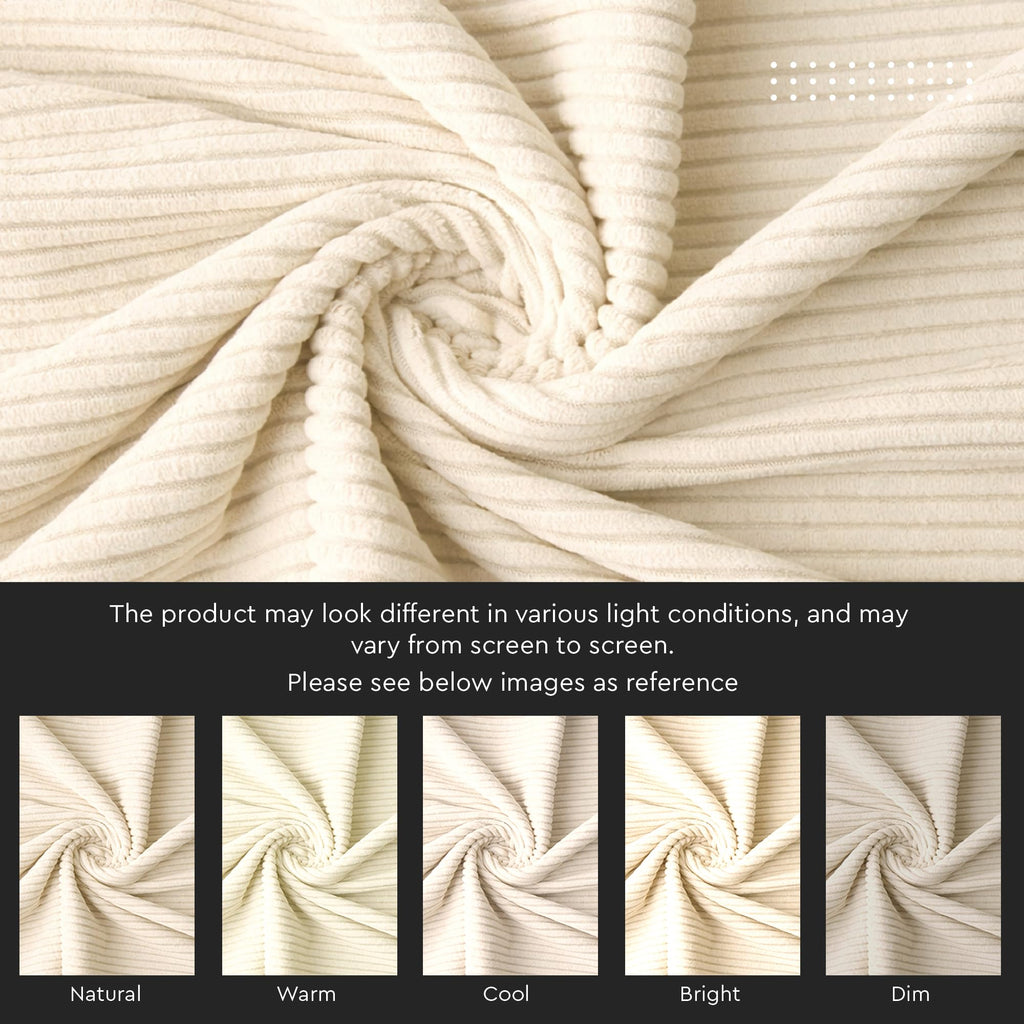 Encasa XO Corduroy Cushion Covers, No Inserts, Set of 2, Cream