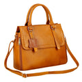 RICHSIGN LEATHER ACCESSORIES Full-Grain Natural Leather Top-Handle satchel Tote Ladies Handbags & Shoulder Sling Bags For Women Office Branded Stylish Latest Size-L-11 X H-10 x W- 5 In (TAN MANGOO)