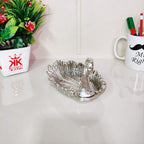 Kridaykraft Metal Duck-Shaped Dry Fruit Tray Bowl – Handcrafted Decorative Silver Finish Dish for Tabletop & Home Décor – Elegant Centerpiece for Festive, Living Room or Gift Use (19 x 9 x 10 cm)