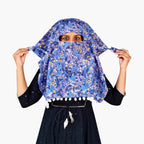 Switchon Scarf Hijab Rayon Printed fancy scarf for women Size Adjustable -Hook loop tape (Blue)