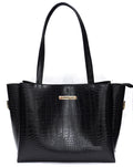 Carrylux Large Capacity Croco Pattern Tote Bags For Womens Big Purses And Handbags Ladies Big Shoulder Bag (Black)