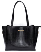 Carrylux Large Capacity Croco Pattern Tote Bags For Womens Big Purses And Handbags Ladies Big Shoulder Bag (Black)