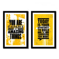VIBECRAFTS Big Size Motivational Quote Wall Framed Painting Set of 2 For Office Digital Reprint Posters with Synthetic Wooden Frame Home, Decorative Gift Item (25 x 18 inch) (PFVC2Pcs2_905)
