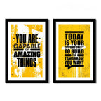 VIBECRAFTS Big Size Motivational Quote Wall Framed Painting Set of 2 For Office Digital Reprint Posters with Synthetic Wooden Frame Home, Decorative Gift Item (25 x 18 inch) (PFVC2Pcs2_905)