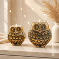 BEHOMA Metal Owls Votive Holder Mother and Child Set