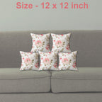 Trance Home Linen 100% Thick Cotton Printed 12x12 inch Cushion Covers for Sofa and Diwan | Throw Pillow/Small Cushion Pillow Covers (12x12 inch | 30cmx30cm, Tashi Pink) – Set of 5