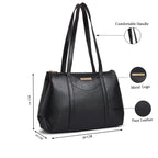 Caprese Meta Small Tote Bag for Women with Comfortable Straps | Stylish Shoulder & Handheld Bag | Fits Up to 16 Inch Laptop | Durable, Multi-Compartment Design for Work, Travel, Shopping (Black)