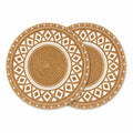 VIBGYOR Decor Dining Round Jute Table Mats Set of 2 | Heat Resistant, Non-Slip, Washable & Anti-Skid Round Placemats | Durable Cotton Jute Table Mats for Home, Kitchen & Restaurant (2, Tribal) Kafalo