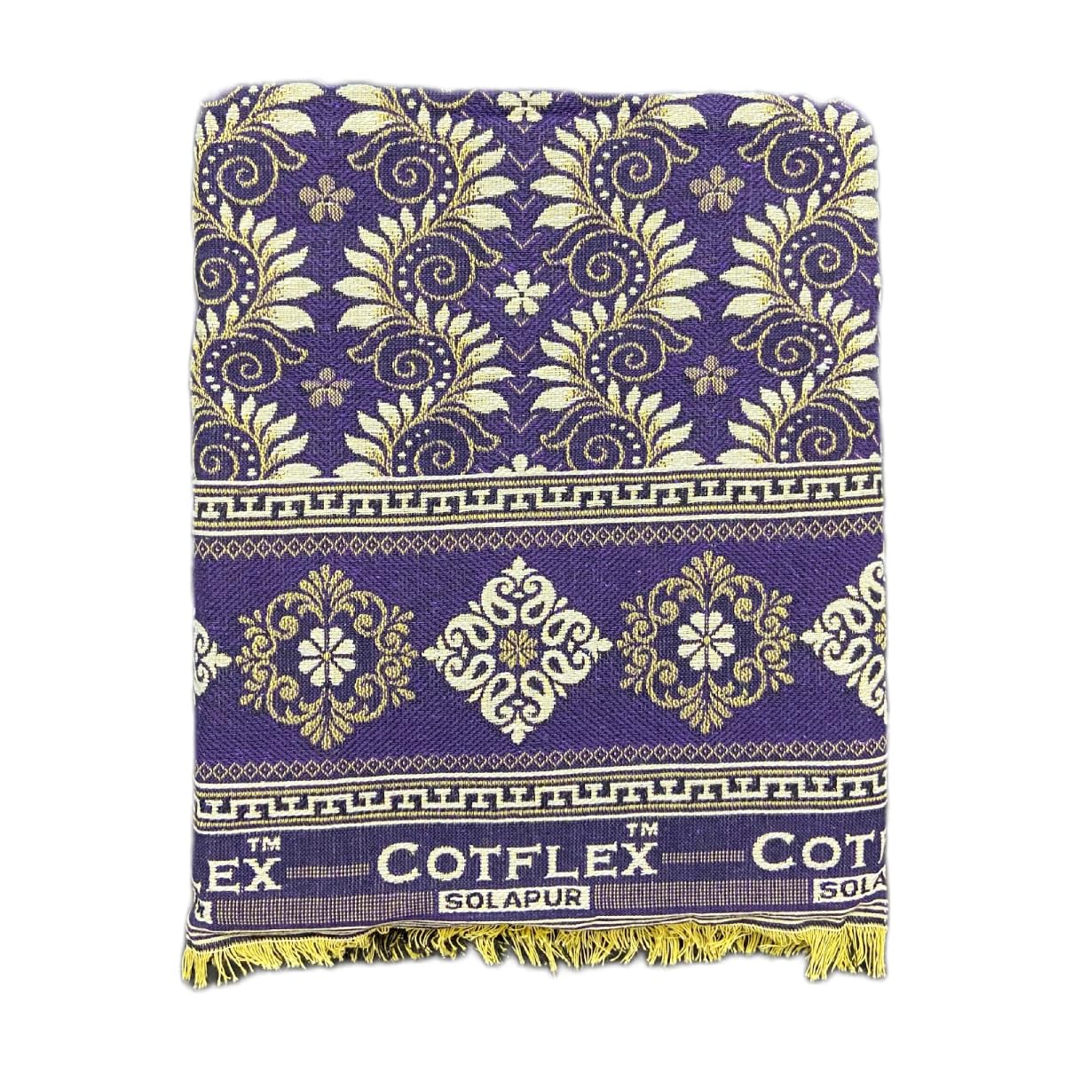 COTFLEX Original Solapur Chaddar Queen Bed Cotton Blanket (Purple) Kafalo
