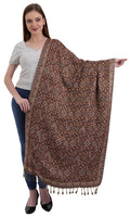 EH REVERSIBLE JAMAWAR MULTICOLOR VISCOSE SILK, FLORAL & PAISLEY SUPER SOFT PASHMINA STOLES/SCARF (FLORAL MAROON)
