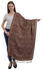 EH REVERSIBLE JAMAWAR MULTICOLOR VISCOSE SILK, FLORAL & PAISLEY SUPER SOFT PASHMINA STOLES/SCARF (FLORAL MAROON)