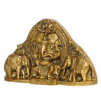 ARTVARKO Brass Gaja Ganesha Idol Ganesh Sitting on Rat with Elephants Wall Hanging Table Top Murti for Home Entrance Temple Puja Gift 7 Inch