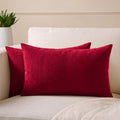 Encasa XO Corduroy Cushion Covers, No Inserts, Set of 2, Red