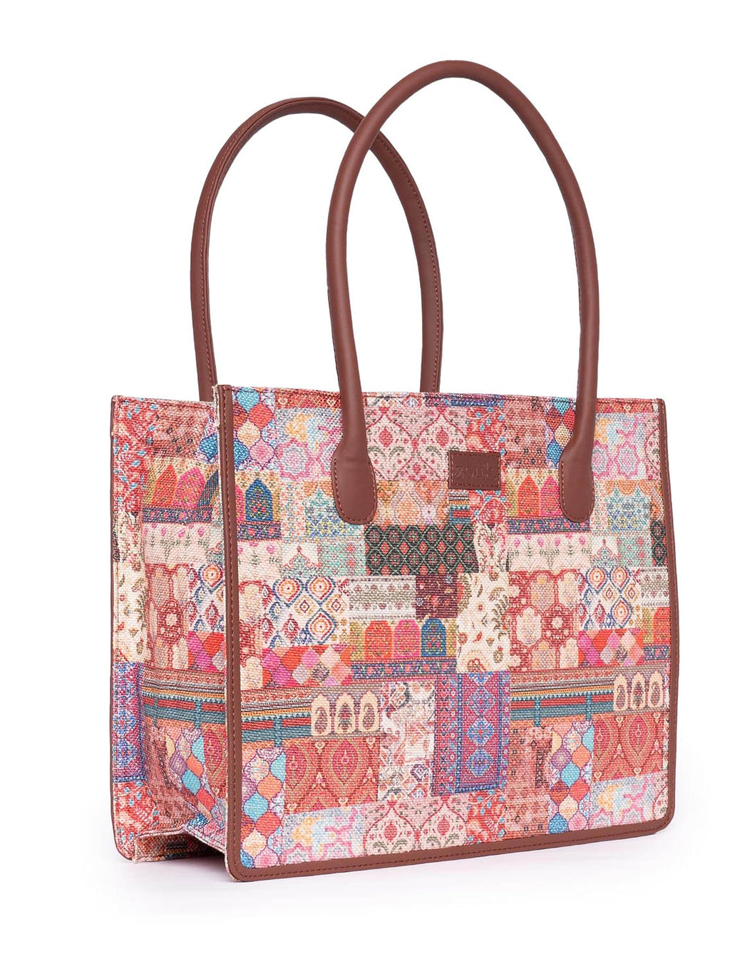 ZOUK Kutch Gamthi Abstract Printed Jute Handcrafted Multicolor Women's Stylish Tote Bags | Tote Handbag| Shoulder bag with double handle