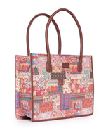 ZOUK Kutch Gamthi Abstract Printed Jute Handcrafted Multicolor Women's Stylish Tote Bags | Tote Handbag| Shoulder bag with double handle