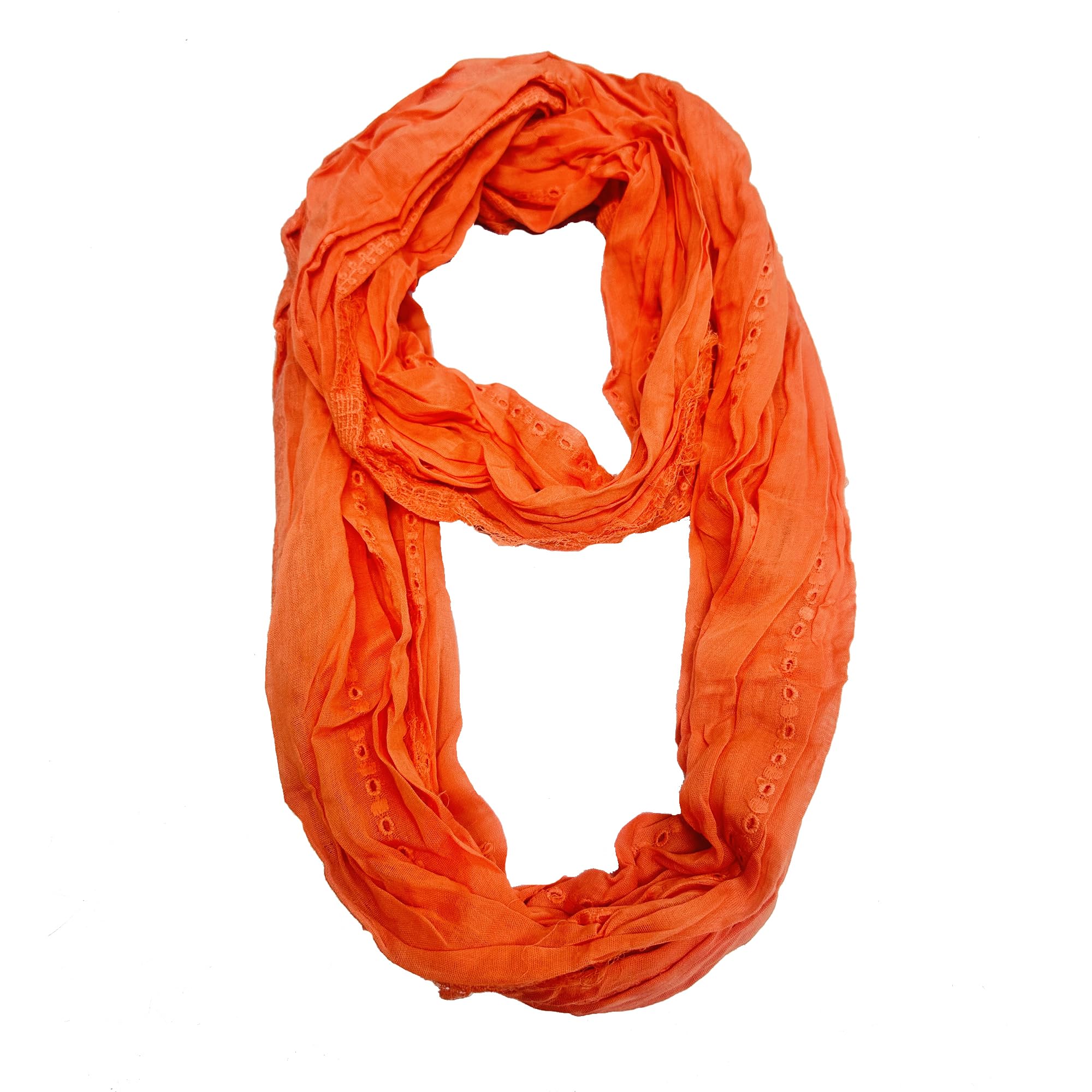 SOIE Women's Stylish Embroidered cotton Scarf/Scarves/Stole For Summers (ST-1 ORANGE FREE SIZE)