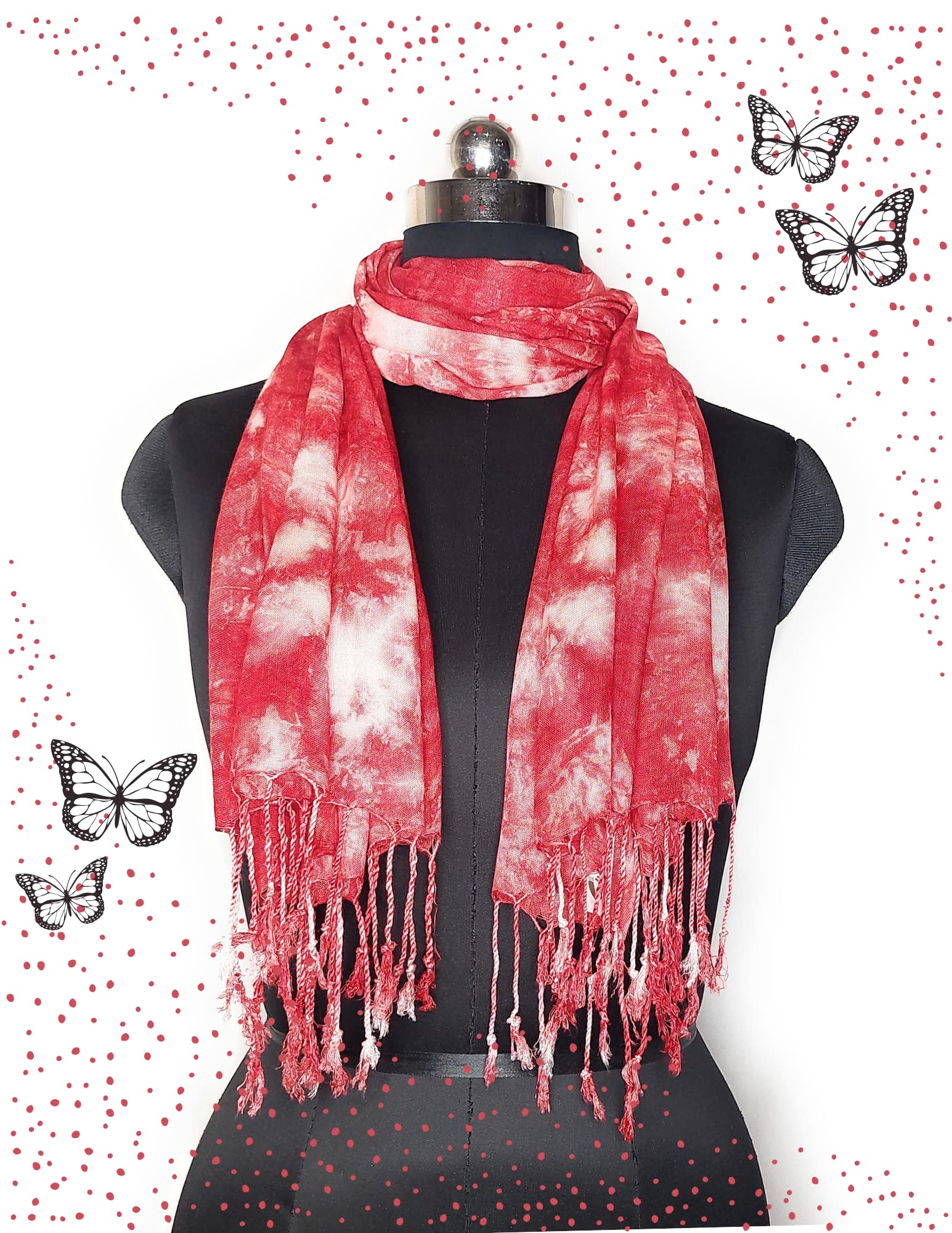 Chandwasia Rayon Shibori Pattern Scarf for Men & Women | Soft Viscose Fabric Stole & Shawl | Lightweight All-Season Summer & Winter Wear | 28 x 72 Inches