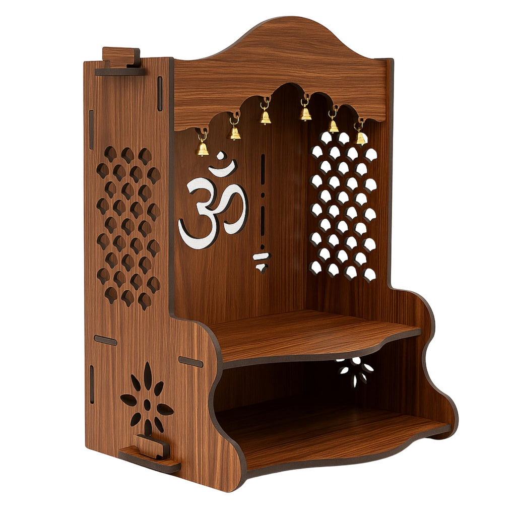 HOMEWEY DECOR Wooden Home Temple Handcrafted Support Heavy Idols Luxurious Finish Pooja Mandir for Home and Office Wall Mount for Room (Design5)