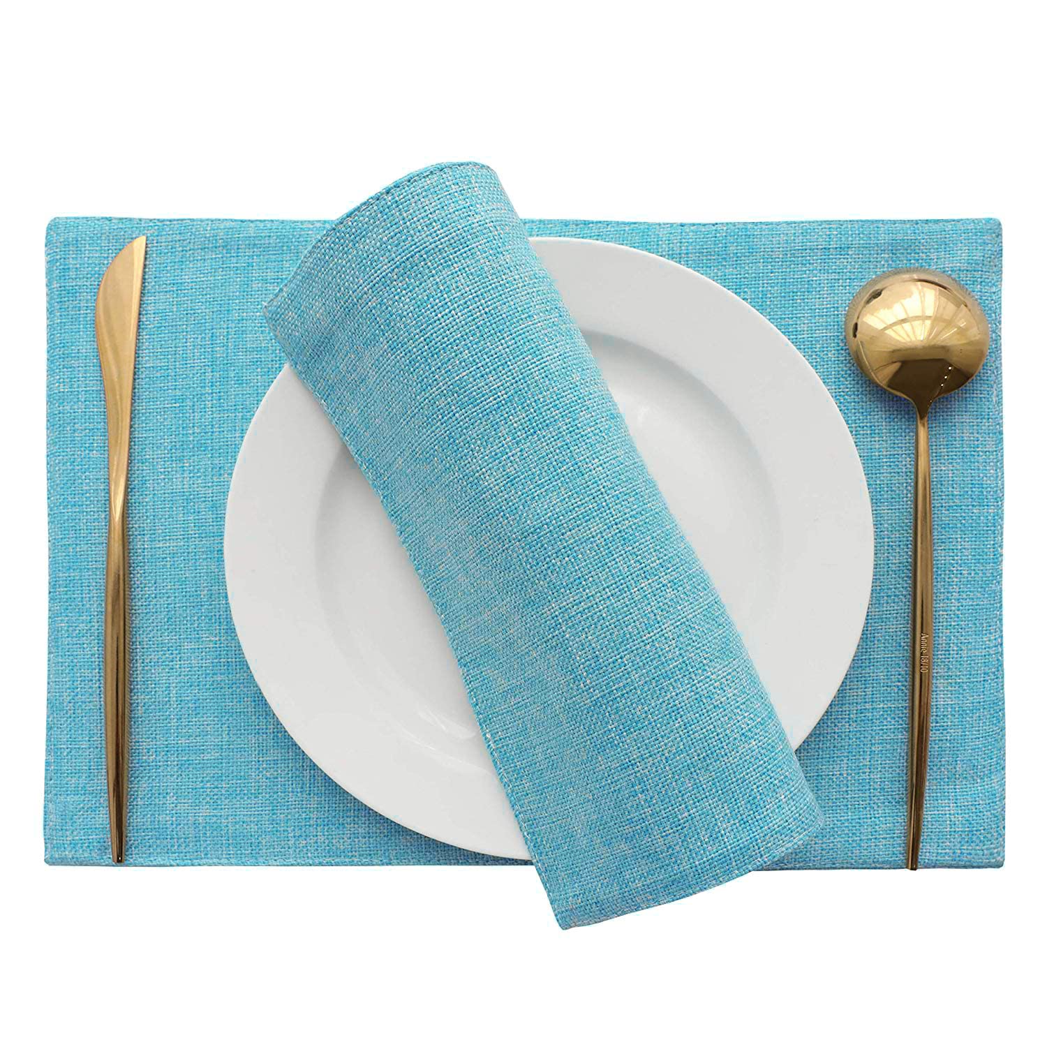 Khooti Jute Tablemats/Placemats Heat Resistant Set of 1 Piece + 1 Coaster, Table Mats for Dining Table, Kitchen, Coffee Table, Wedding Party | 12 x 18 inches / 30 cm x 45 cm | Teal Green Kafalo
