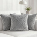 Yellow Weaves Jacquard Cushion Covers | Sofa Cushion Covers | Throw Pillow Cover for Sofa, Couch, Living Room| Removable & Washable | 16x16 Inches, Set of 3 (Grey)