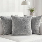 Yellow Weaves Jacquard Cushion Covers | Sofa Cushion Covers | Throw Pillow Cover for Sofa, Couch, Living Room| Removable & Washable | 16x16 Inches, Set of 3 (Grey)