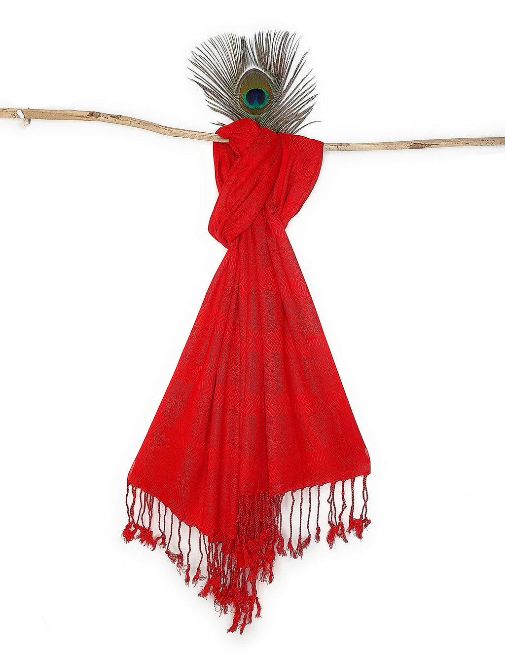 Chandwasia Viscose Stoles Scarf for Men & Women | Batik Design Stole & Shawl for Summer | White Dyeable Fabric | Soft & Breathable | 28 x 72 Inches | Red