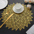 HomeCloud Table mat Round Shape| Table mat Round | Cutwork Design mat | Dining Table mats | Dressing Table MATS | Bed Side Table mats (Flower_Gold, 6) Kafalo