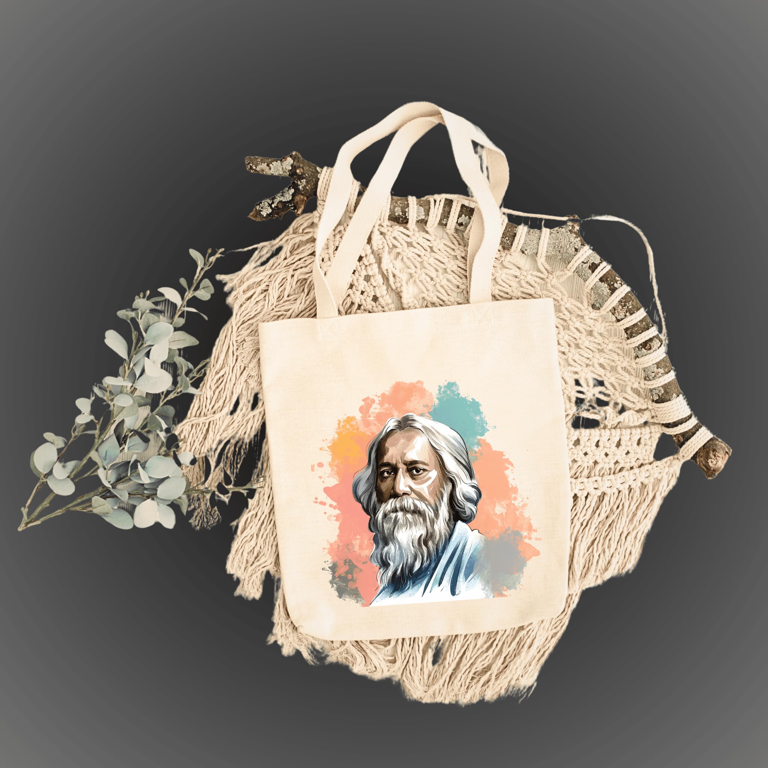 snapiq COTTON 350 GSM Canvas Tote Bag for Women and Girls Thick Fabric with Zipper (Beige, Tagore1)
