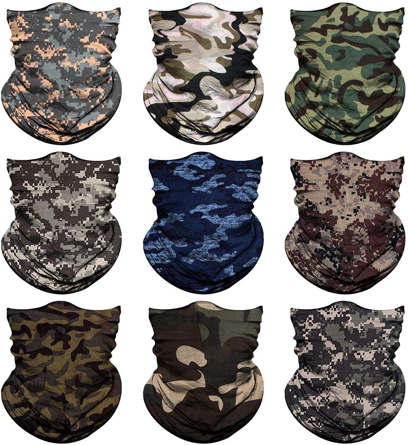 KETKAR Sun UV Protection Face Cover Scarf Mask Neck Gaiter Breathable Windproof Bandana_Free Size(Pack Of 09)