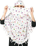 Sclout Soft Cotton Breathable Sun Protection Scarf For Women | Scarf Cum Mask | Universal Size | For Girl & Women | Light Weight (Multi Heart - White)