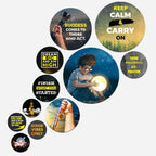 Artvibes Keep Calm And Carry On Quotes Decorative Round Shape MDF Wooden Wall Hanging | Quotes Decor Item | Wall Illustrations | Office Decor | Mdf Wall Decoration | Gift Items (WPS_133N), Set of 11
