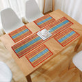 HOKIPO ® River Grass Natural Handcrafted Madurkathi 4 Placemats with Runner for Dining Table (Red, 12x52 Inches) Kafalo