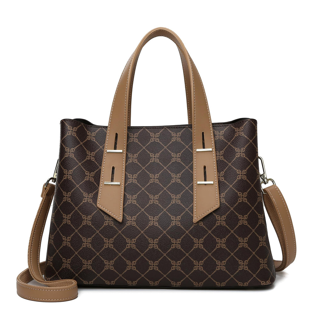 NAMCHI Luxury Leather Tote Handbag for Women Spacious, Stylish & Versatile – Perfect for Work & Travel (khaki checks belt)