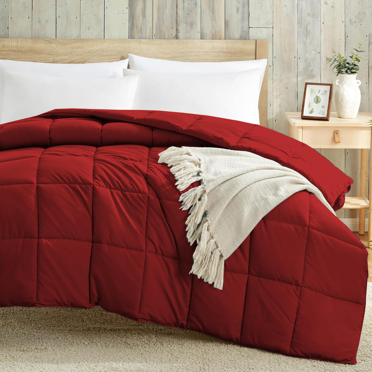 Luxury 100 GSM Summer Comforter Single Bed All Season AC Comforter/Blanket/Duvet Soft & Breathable Lightweight (60 X 90 Inches) - Single Bed Comforter - Burgundy Color Kafalo